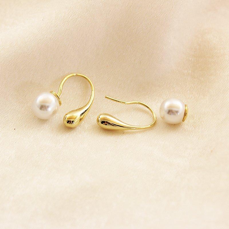 Korean style simple and versatile double-sided pearl water droplet earrings, women's hook temperament, clothing accessories, earrings, trendy earrings