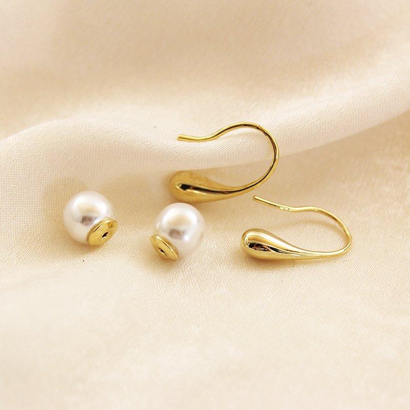 Korean style simple and versatile double-sided pearl water droplet earrings, women's hook temperament, clothing accessories, earrings, trendy earrings