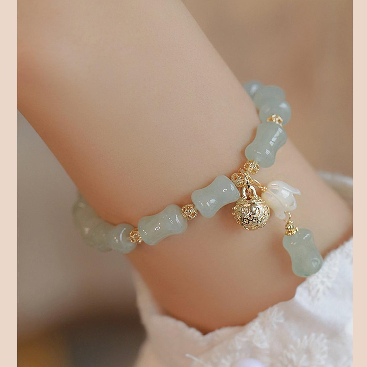 New Chinese style hollow mountain, new rain, Dongling stone bell bracelet, women's light luxury, niche exquisite bracelet, high-end feeling, best friend gift