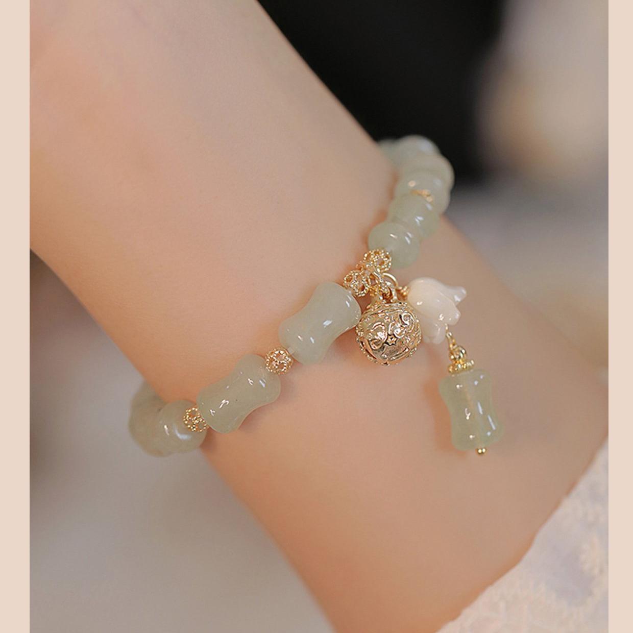 New Chinese style hollow mountain, new rain, Dongling stone bell bracelet, women's light luxury, niche exquisite bracelet, high-end feeling, best friend gift