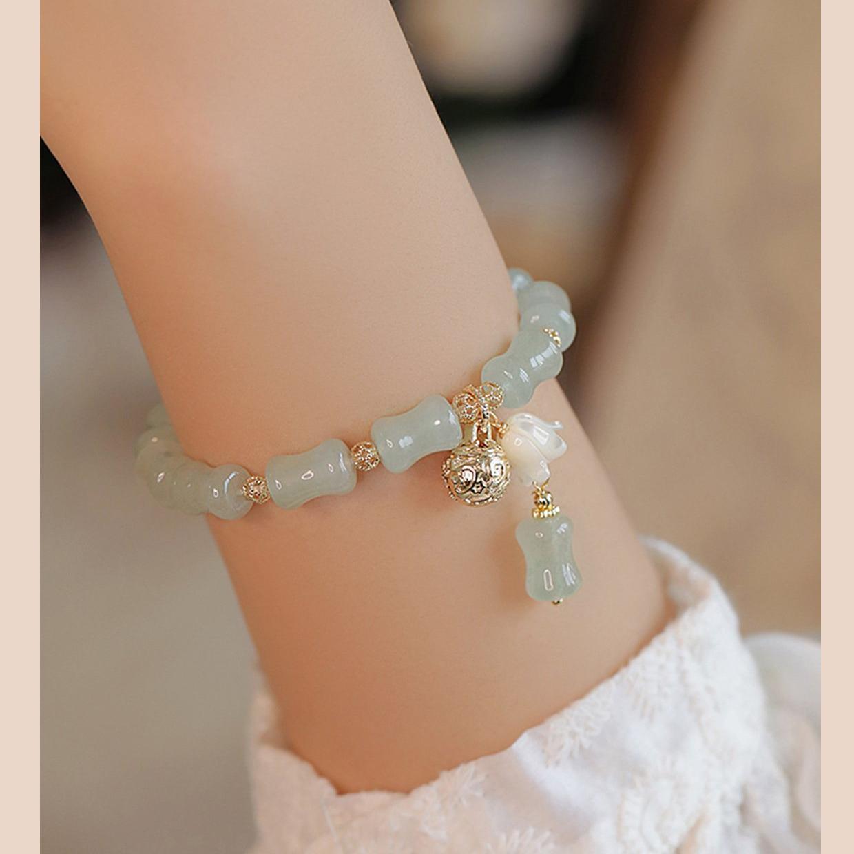 New Chinese style hollow mountain, new rain, Dongling stone bell bracelet, women's light luxury, niche exquisite bracelet, high-end feeling, best friend gift