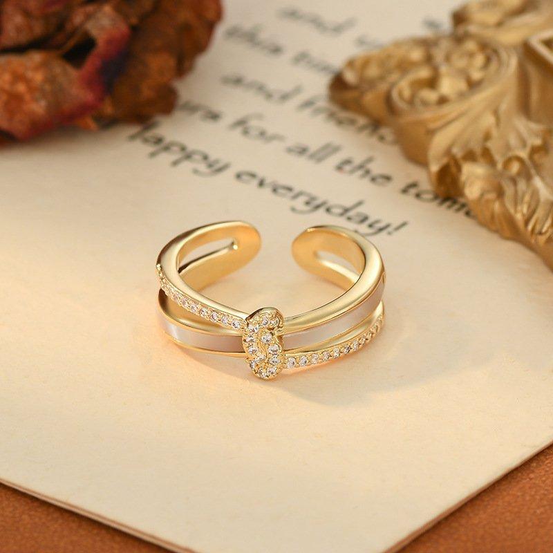 New Personalized Open End Ring for Women, Trendy, Unique, Natural Mother Shell, Sweet and High Beauty Butterfly Knot Ring, Finger Ring