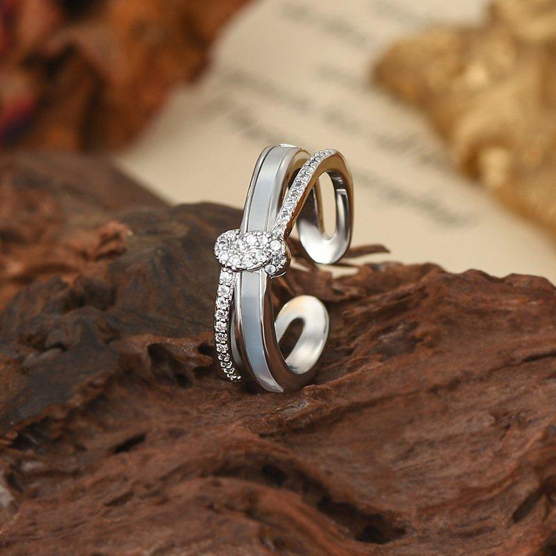 New Personalized Open End Ring for Women, Trendy, Unique, Natural Mother Shell, Sweet and High Beauty Butterfly Knot Ring, Finger Ring