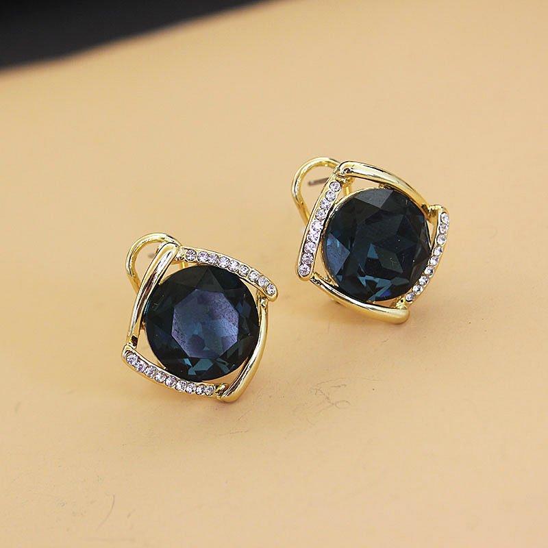 New high-end crystal earrings from Europe and America, versatile and feminine. Sapphire earrings, super fairy rhinestone earrings, trendy