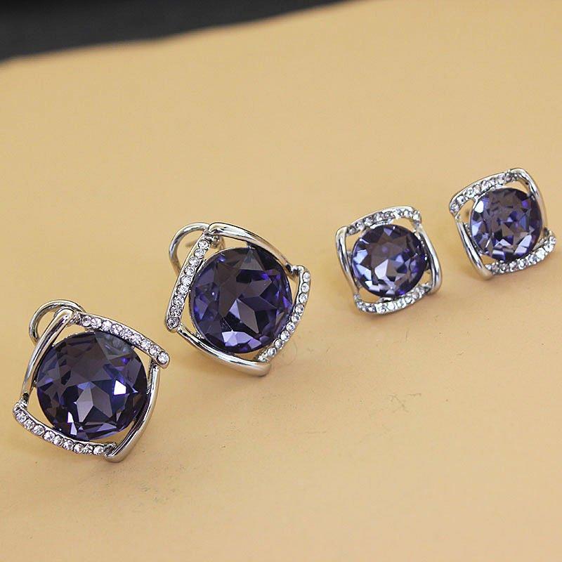 New high-end crystal earrings from Europe and America, versatile and feminine. Sapphire earrings, super fairy rhinestone earrings, trendy