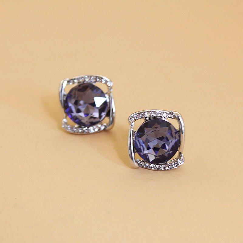 New high-end crystal earrings from Europe and America, versatile and feminine. Sapphire earrings, super fairy rhinestone earrings, trendy