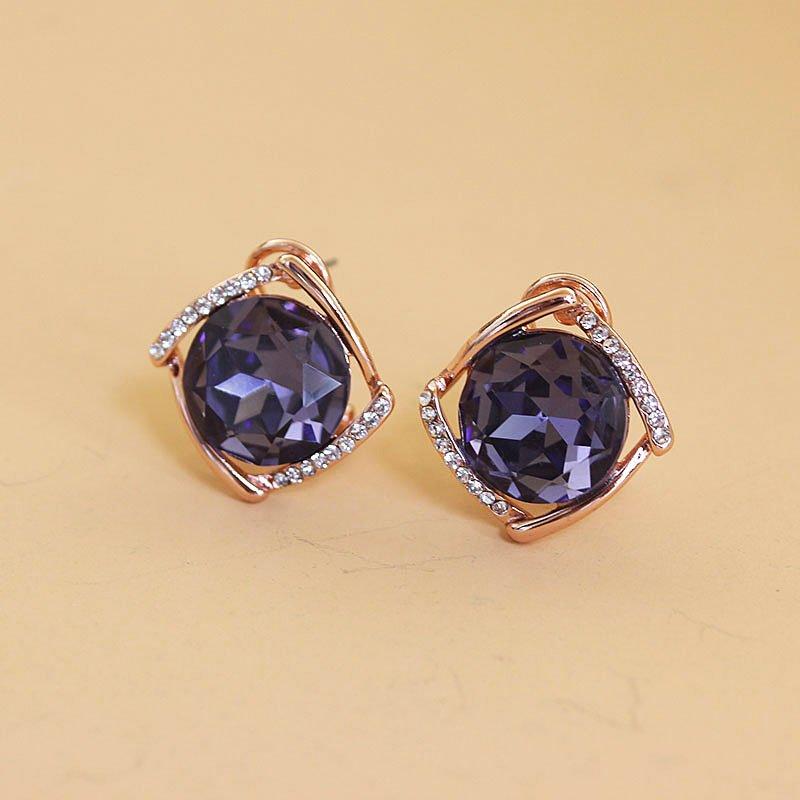 New high-end crystal earrings from Europe and America, versatile and feminine. Sapphire earrings, super fairy rhinestone earrings, trendy