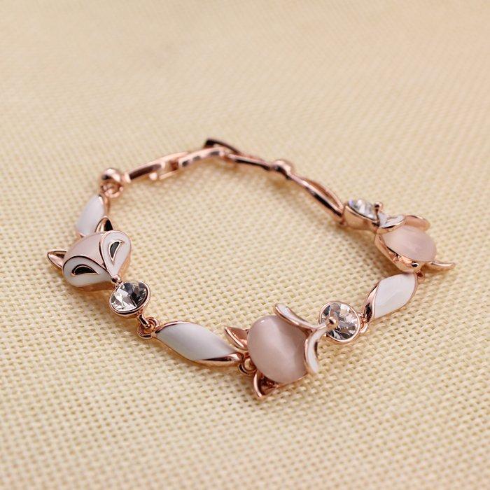 Original European and American Little Fox Bracelet, Women's Rose Gold Fresh Bracelet, Korean Personalized Birthday Gift Bracelet