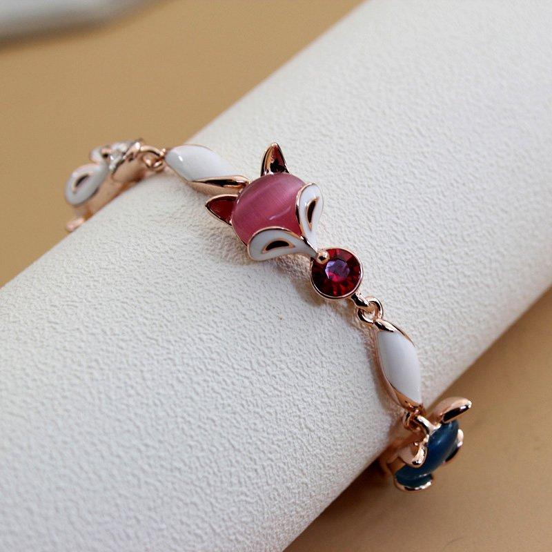 Original European and American Little Fox Bracelet, Women's Rose Gold Fresh Bracelet, Korean Personalized Birthday Gift Bracelet