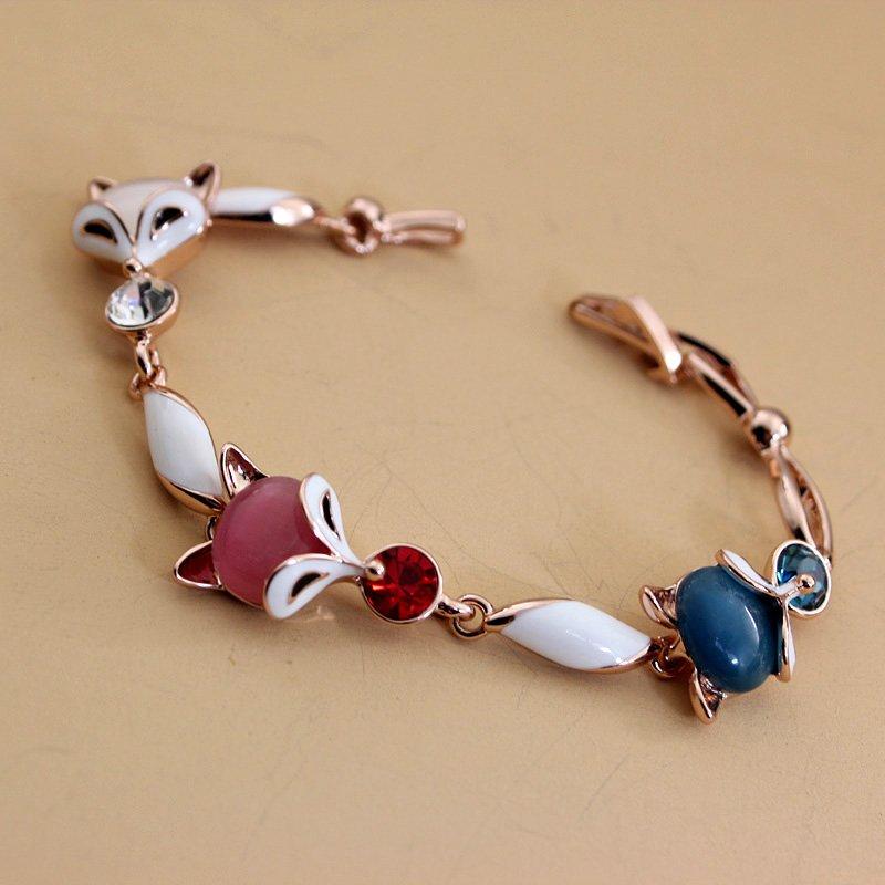 Original European and American Little Fox Bracelet, Women's Rose Gold Fresh Bracelet, Korean Personalized Birthday Gift Bracelet