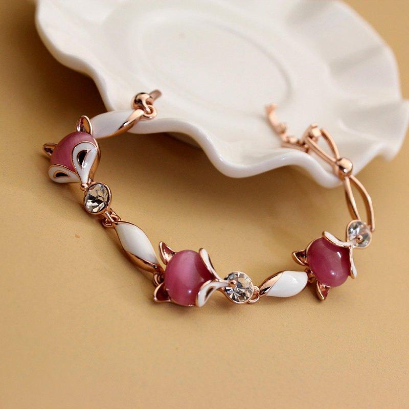 Original European and American Little Fox Bracelet, Women's Rose Gold Fresh Bracelet, Korean Personalized Birthday Gift Bracelet