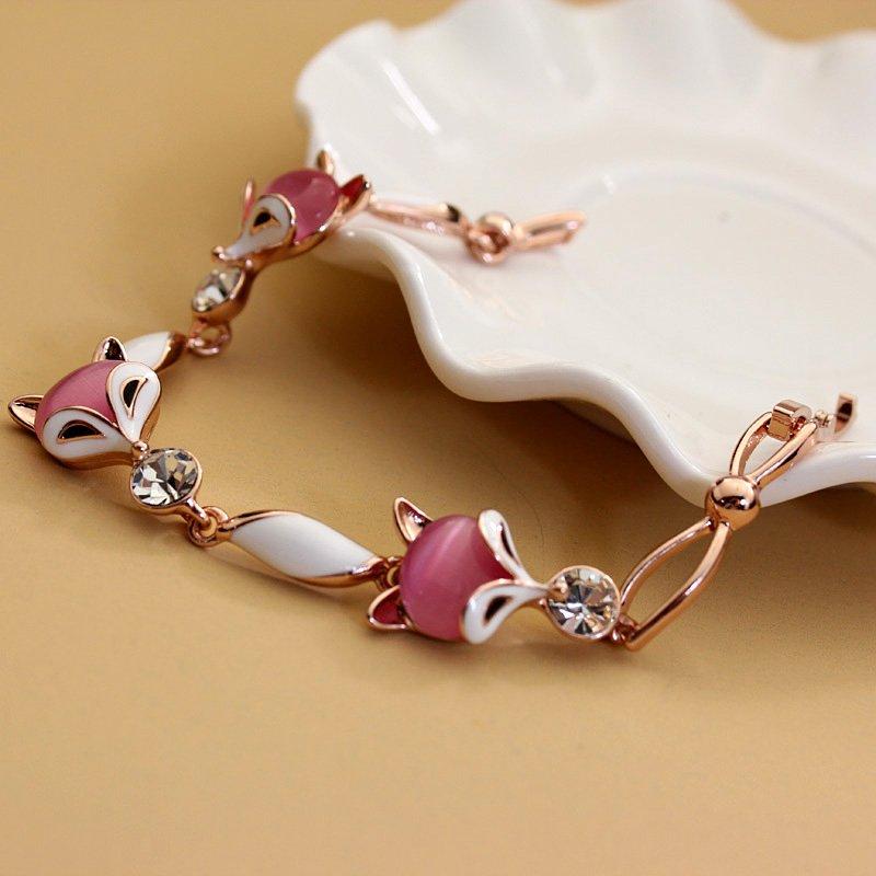 Original European and American Little Fox Bracelet, Women's Rose Gold Fresh Bracelet, Korean Personalized Birthday Gift Bracelet