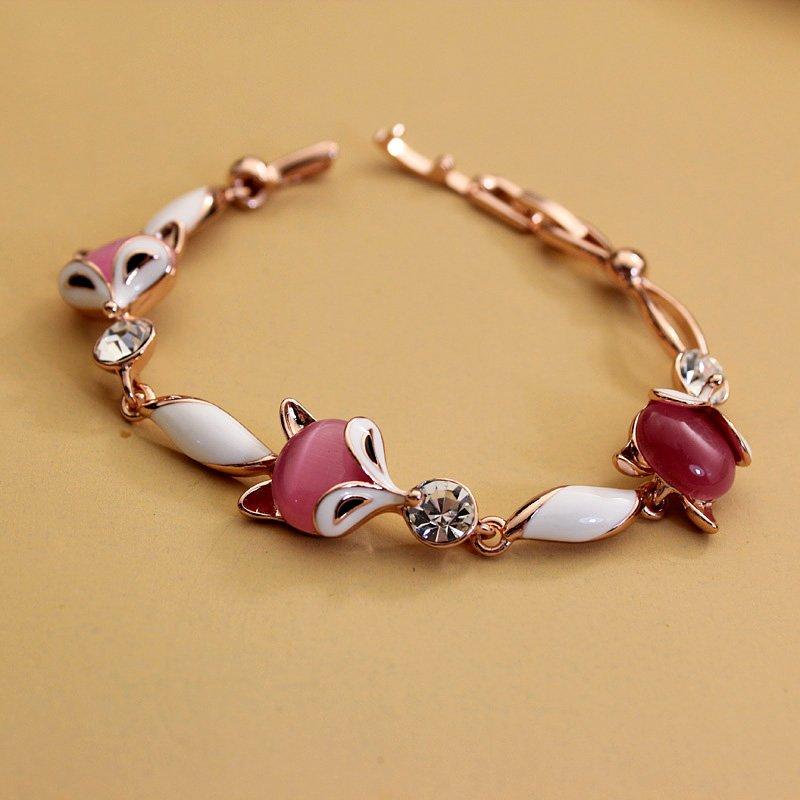 Original European and American Little Fox Bracelet, Women's Rose Gold Fresh Bracelet, Korean Personalized Birthday Gift Bracelet