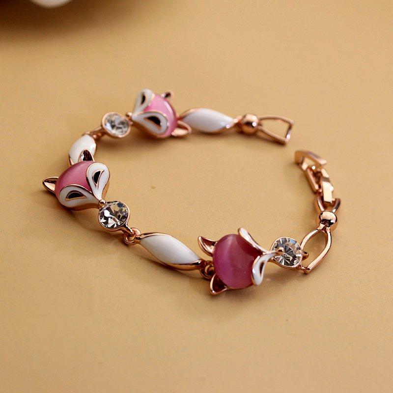 Original European and American Little Fox Bracelet, Women's Rose Gold Fresh Bracelet, Korean Personalized Birthday Gift Bracelet