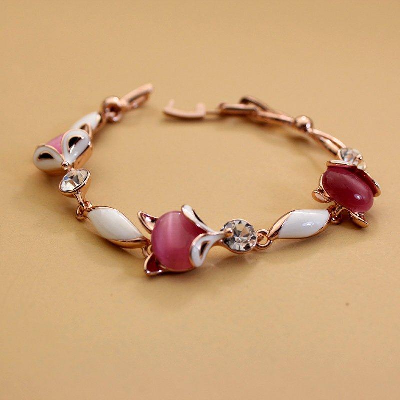 Original European and American Little Fox Bracelet, Women's Rose Gold Fresh Bracelet, Korean Personalized Birthday Gift Bracelet