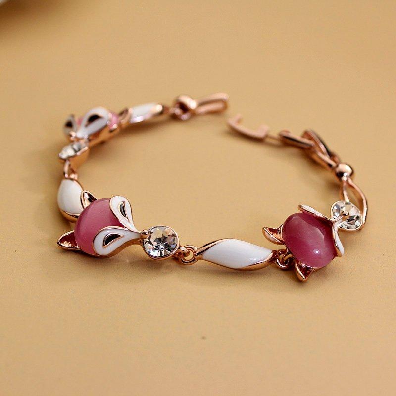 Original European and American Little Fox Bracelet, Women's Rose Gold Fresh Bracelet, Korean Personalized Birthday Gift Bracelet