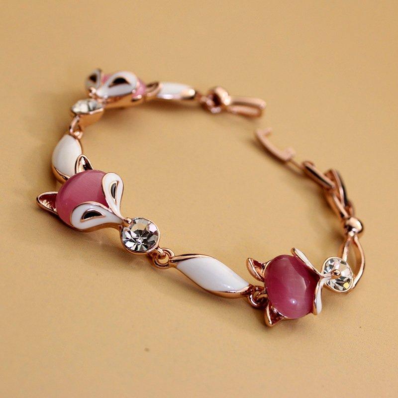 Original European and American Little Fox Bracelet, Women's Rose Gold Fresh Bracelet, Korean Personalized Birthday Gift Bracelet