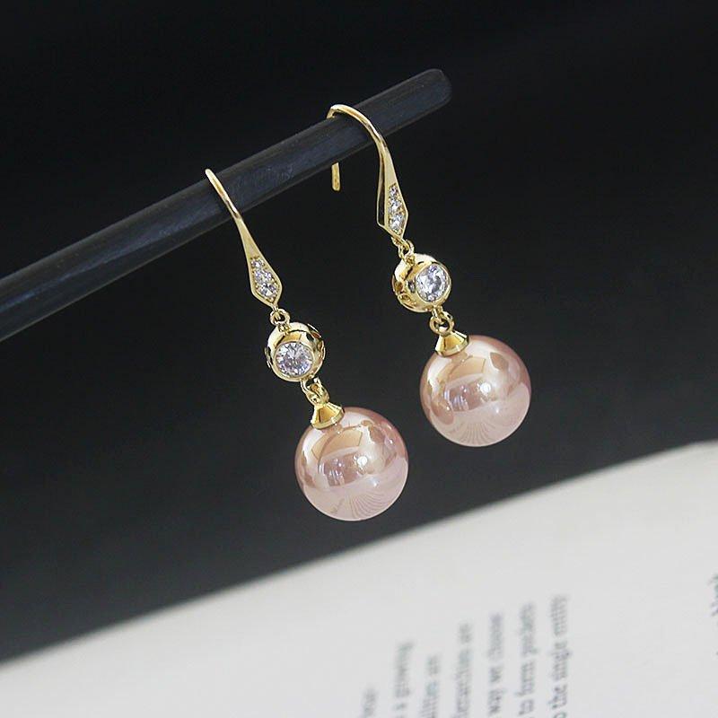 Pearl earrings 2023 new long vintage high-end temperament crystal earrings for women delicate and versatile hook earrings