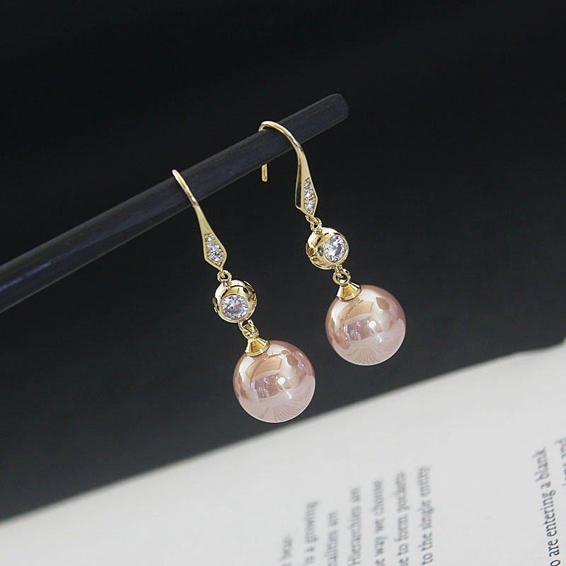 Pearl earrings 2023 new long vintage high-end temperament crystal earrings for women delicate and versatile hook earrings