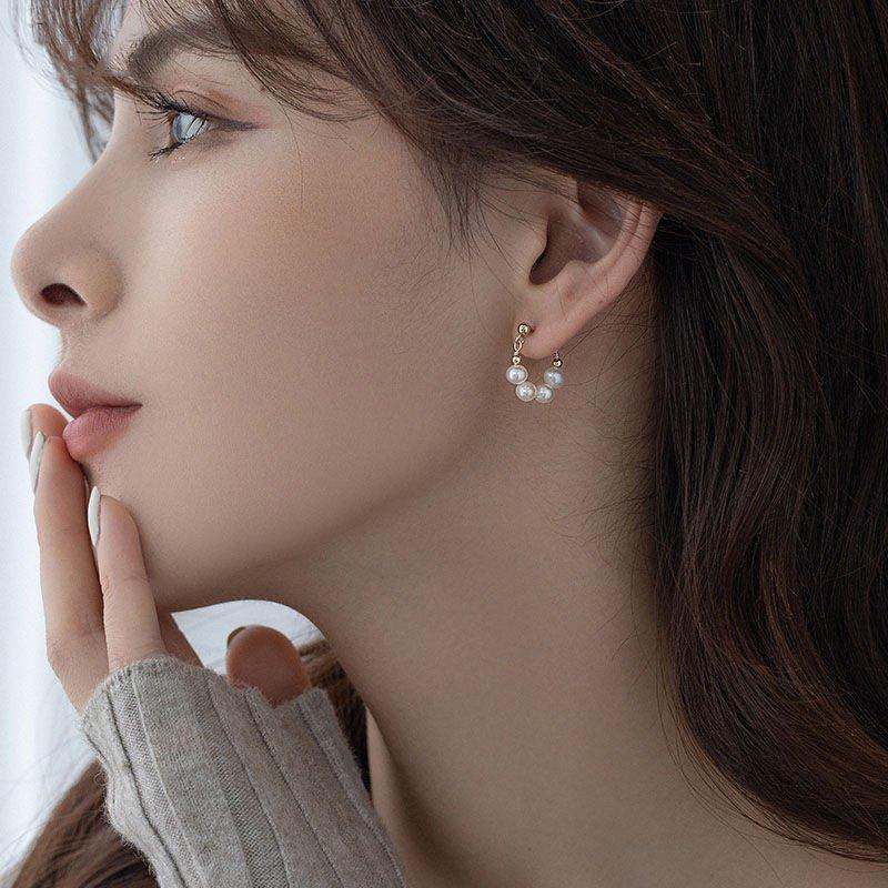 S925 Silver Stud Post Baroque Freshwater Pearl Earrings for Women - High Grade, Light Luxury, Natural Handmade Style, Trendy