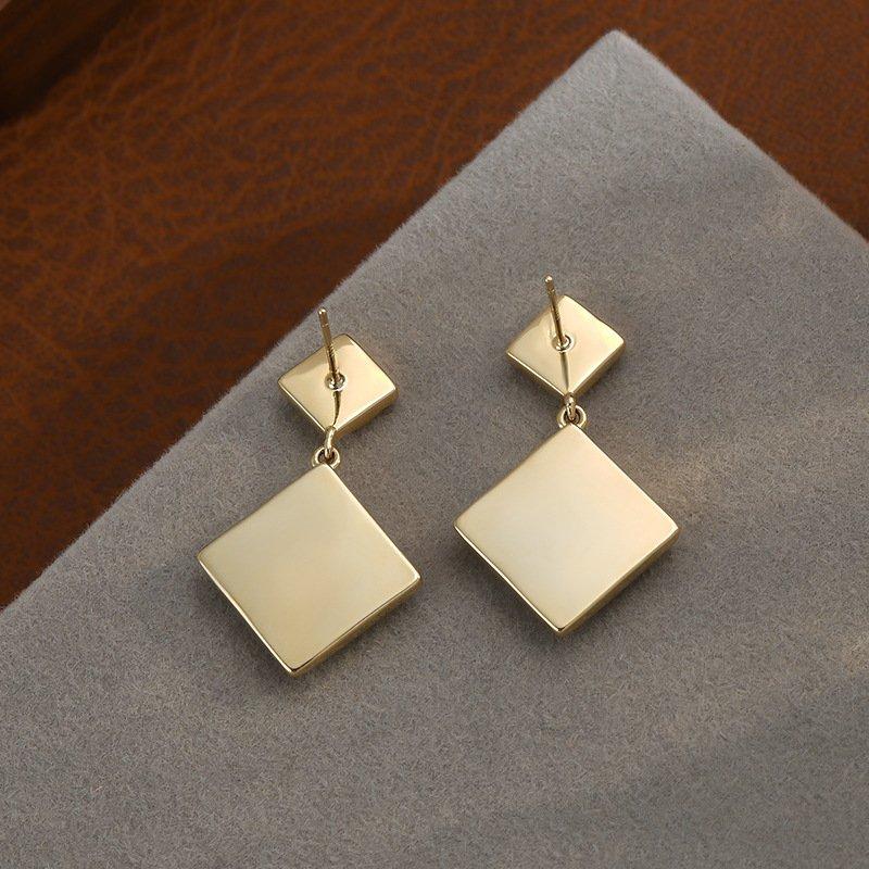 S925 Silver stud post Geometric Square Earrings 2024 New Style Simple and Versatile Fashion Crystal Earrings Anti Allergy Earrings