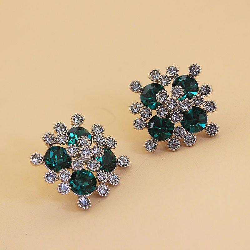 Sparkling rhinestones, large earrings, Japanese and Korean new autumn and winter red crystal earrings, women's internet famous 925 sterling silver stud post earrings, trendy