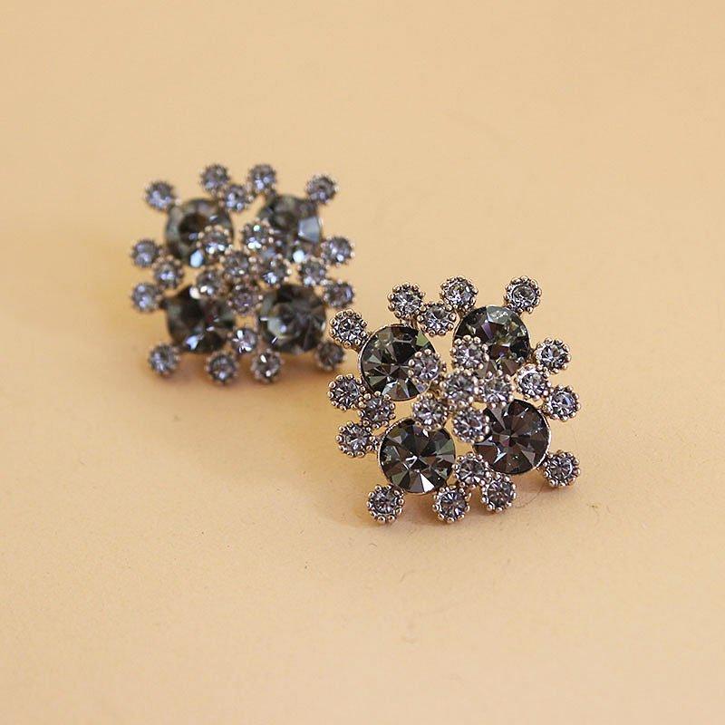 Sparkling rhinestones, large earrings, Japanese and Korean new autumn and winter red crystal earrings, women's internet famous 925 sterling silver stud post earrings, trendy