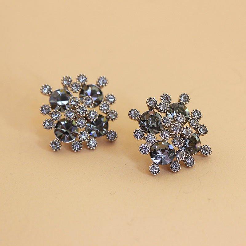 Sparkling rhinestones, large earrings, Japanese and Korean new autumn and winter red crystal earrings, women's internet famous 925 sterling silver stud post earrings, trendy