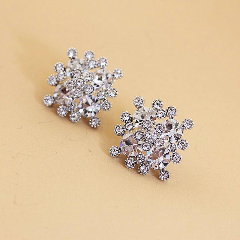 Sparkling rhinestones, large earrings, Japanese and Korean new autumn and winter red crystal earrings, women's internet famous 925 sterling silver stud post earrings, trendy