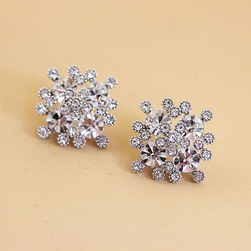 Sparkling rhinestones, large earrings, Japanese and Korean new autumn and winter red crystal earrings, women's internet famous 925 sterling silver stud post earrings, trendy