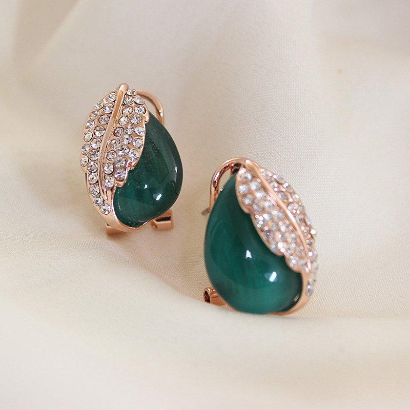 Super sparkling rhinestone leaf anti allergic earrings 2019 new European and American fashion earrings with feminine temperament earrings