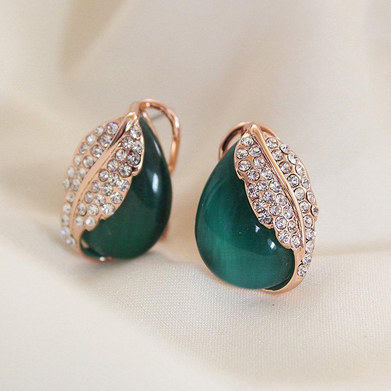 Super sparkling rhinestone leaf anti allergic earrings 2019 new European and American fashion earrings with feminine temperament earrings