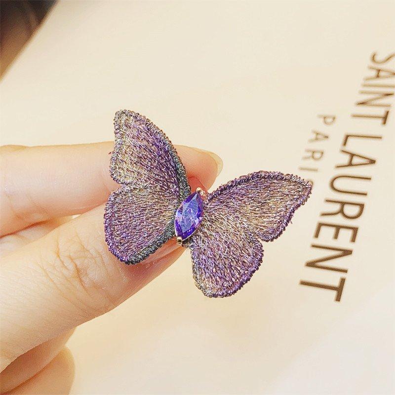 Vintage handmade embroidery butterfly brooch elegant temperament versatile coat dress accessories exquisite anti slip pin