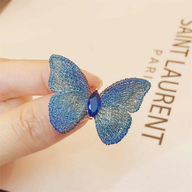 Vintage handmade embroidery butterfly brooch elegant temperament versatile coat dress accessories exquisite anti slip pin