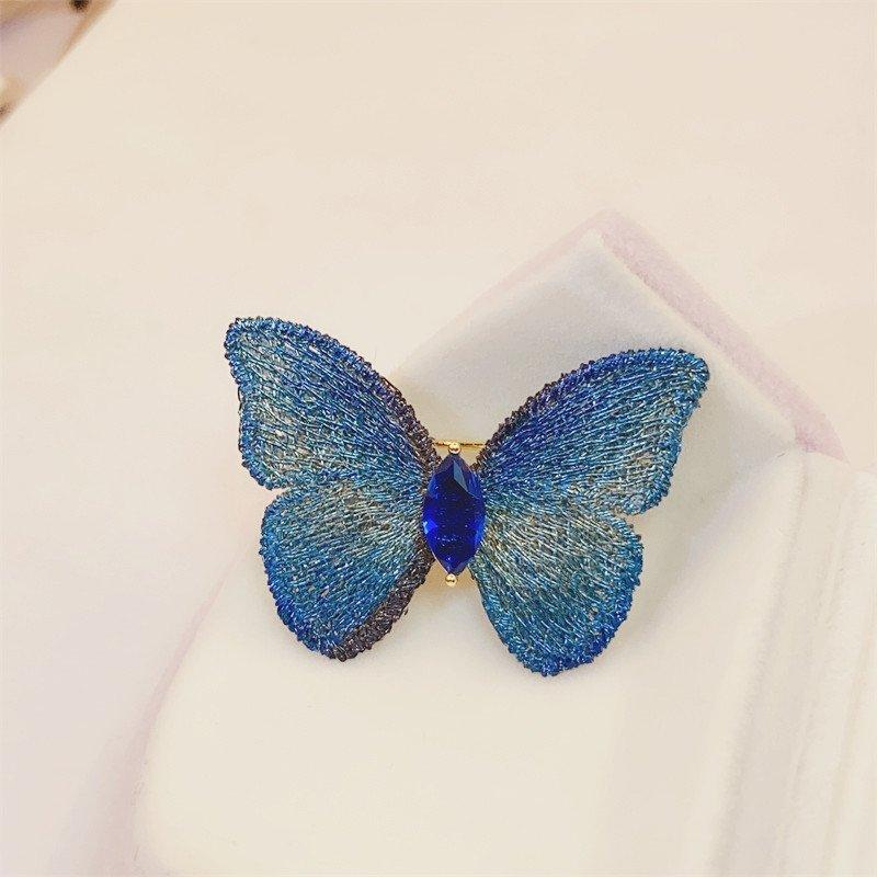 Vintage handmade embroidery butterfly brooch elegant temperament versatile coat dress accessories exquisite anti slip pin