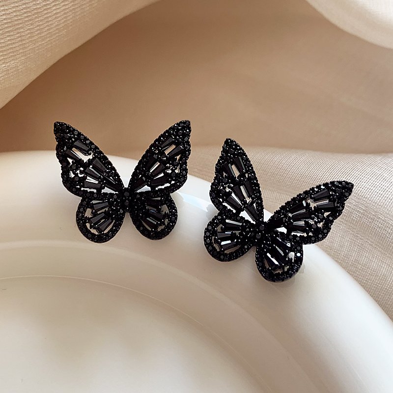 Black Butterfly Earrings for Women 2024 New Popular Style High end Summer Earrings for Women, Unique Design Earrings for Women's Niche