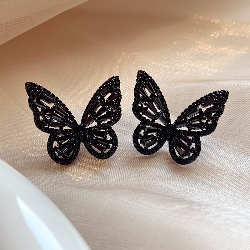 Black Butterfly Earrings for Women 2024 New Popular Style High end Summer Earrings for Women, Unique Design Earrings for Women's Niche