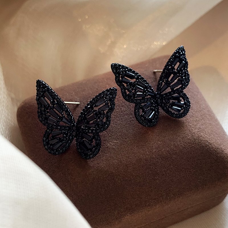 Black Butterfly Earrings for Women 2024 New Popular Style High end Summer Earrings for Women, Unique Design Earrings for Women's Niche