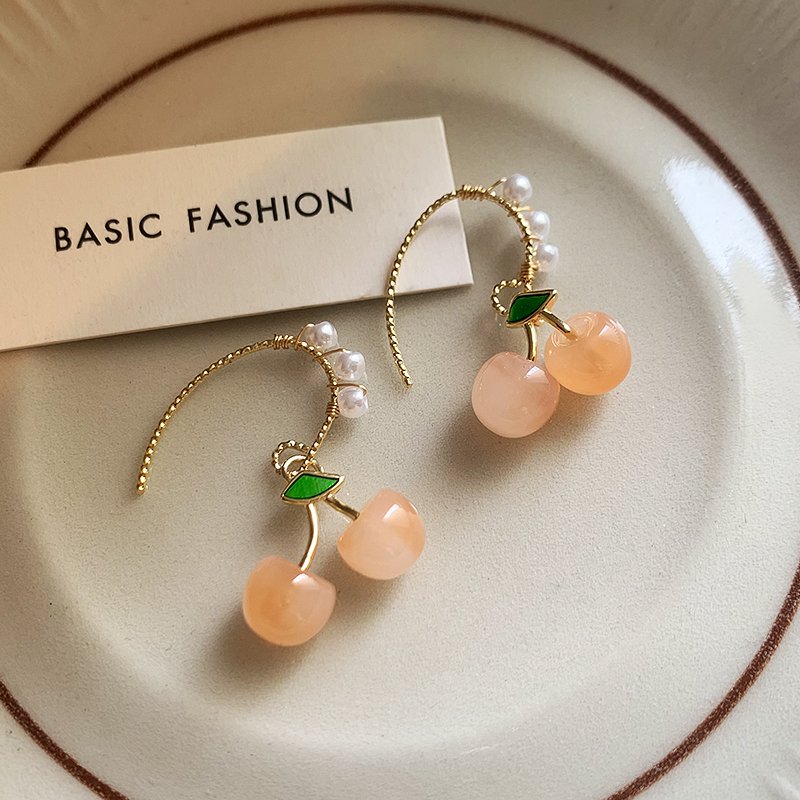 Cherry Pearl Earrings for Women, Light Luxury, High Grade Earrings, 2024 New Popular Style, Unique Design, Earrings and Accessories