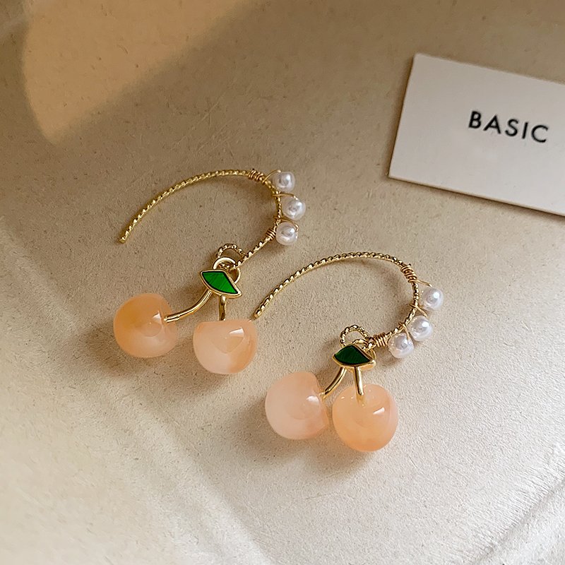 Cherry Pearl Earrings for Women, Light Luxury, High Grade Earrings, 2024 New Popular Style, Unique Design, Earrings and Accessories