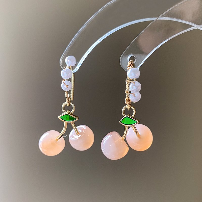 Cherry Pearl Earrings for Women, Light Luxury, High Grade Earrings, 2024 New Popular Style, Unique Design, Earrings and Accessories