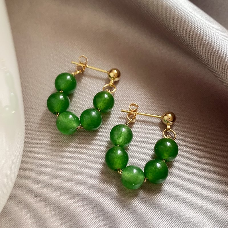 Chinese style green bead earrings for women 2024 new popular high-end earrings light luxury niche unique earrings earrings earrings