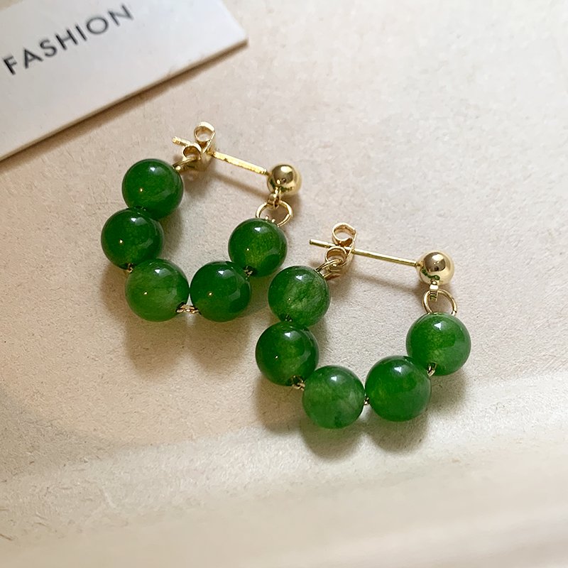 Chinese style green bead earrings for women 2024 new popular high-end earrings light luxury niche unique earrings earrings earrings