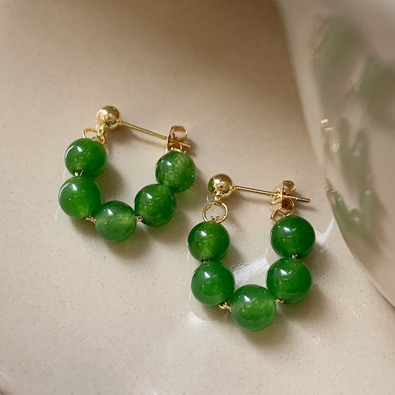 Chinese style green bead earrings for women 2024 new popular high-end earrings light luxury niche unique earrings earrings earrings