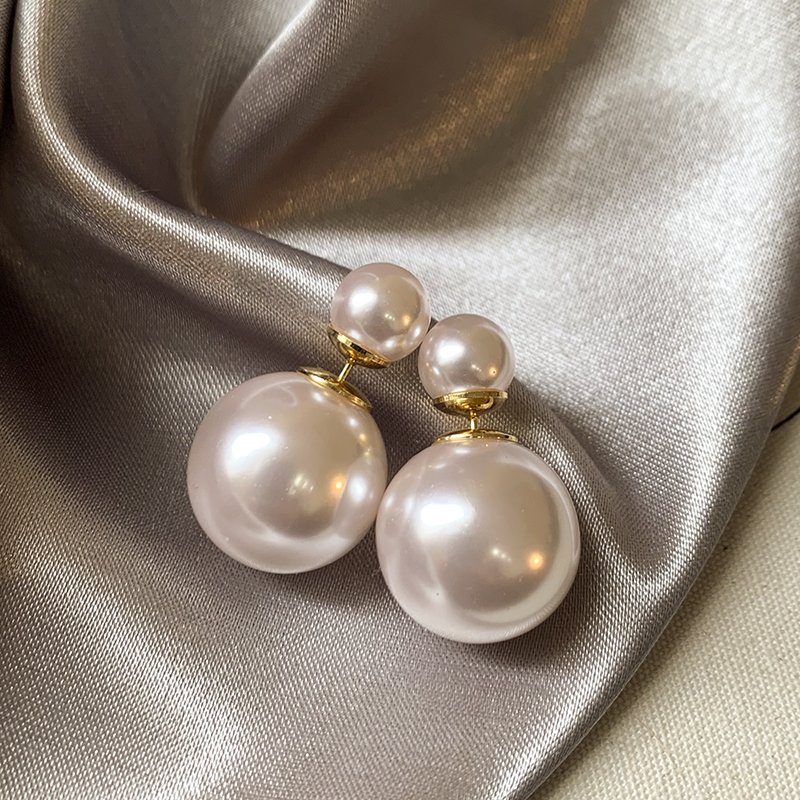 Double sided pearl earrings for women's light luxury unique temperament earrings 2024 new popular high-end ear accessories