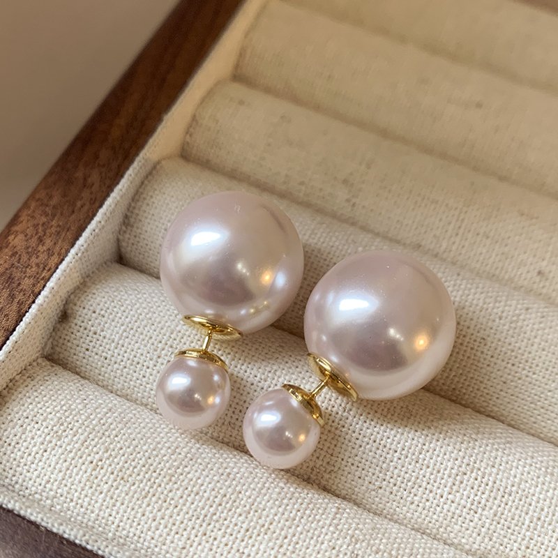 Double sided pearl earrings for women's light luxury unique temperament earrings 2024 new popular high-end ear accessories