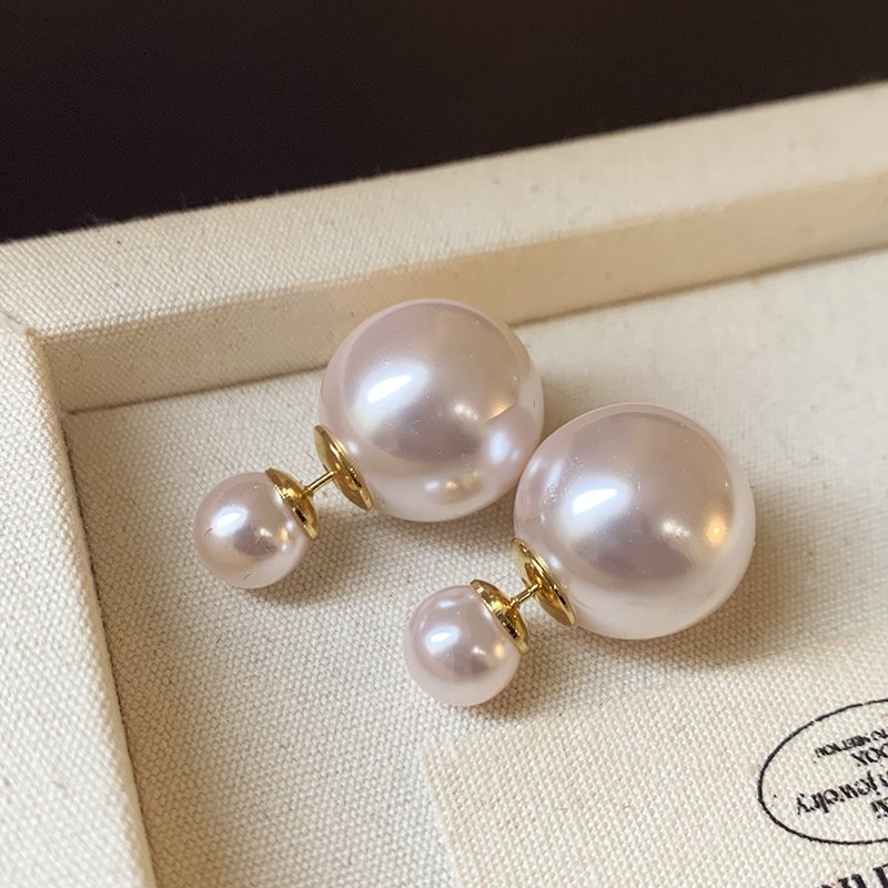 Double sided pearl earrings for women's light luxury unique temperament earrings 2024 new popular high-end ear accessories