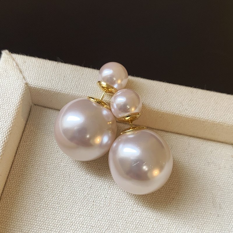 Double sided pearl earrings for women's light luxury unique temperament earrings 2024 new popular high-end ear accessories