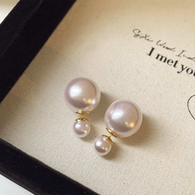 Double sided pearl earrings for women's light luxury unique temperament earrings 2024 new popular high-end ear accessories