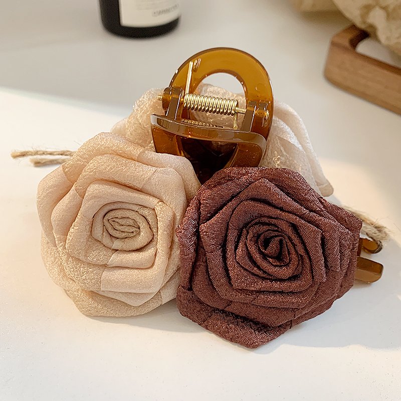 Double sided rose hair clip for women 2024 new model, with a high-end shark clip on the back of the head, a hair accessory, and a hair accessory